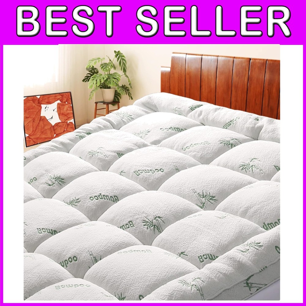 Breathable Full Size Quilted Mattress Topper with 1000 GSM Down Alternative Fill for Comfortable Sleep
