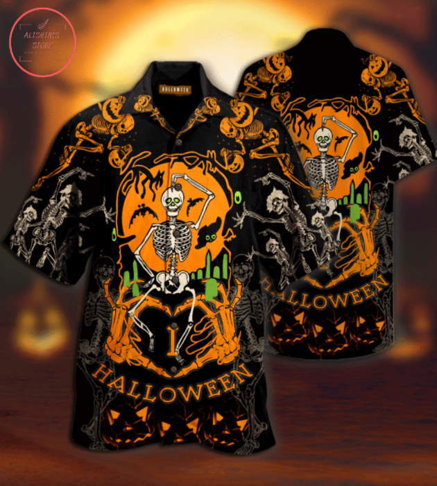Dancing Skeleton 3D Hawaiian Shirt for Halloween and Summer Beach