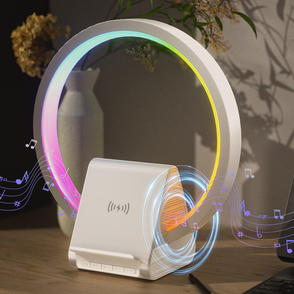 Bluetooth Speaker 15W Wireless Fast Charging Dock RGB Lamps Office Bedroom Home