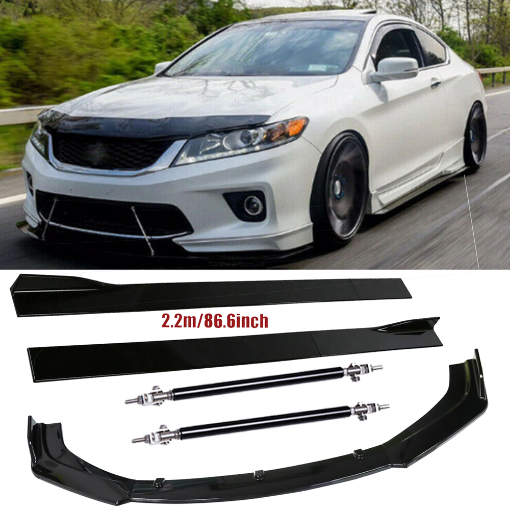 Front Bumper Lip Splitter Spoiler Strut Rods For Honda Accord Coupe Sedan