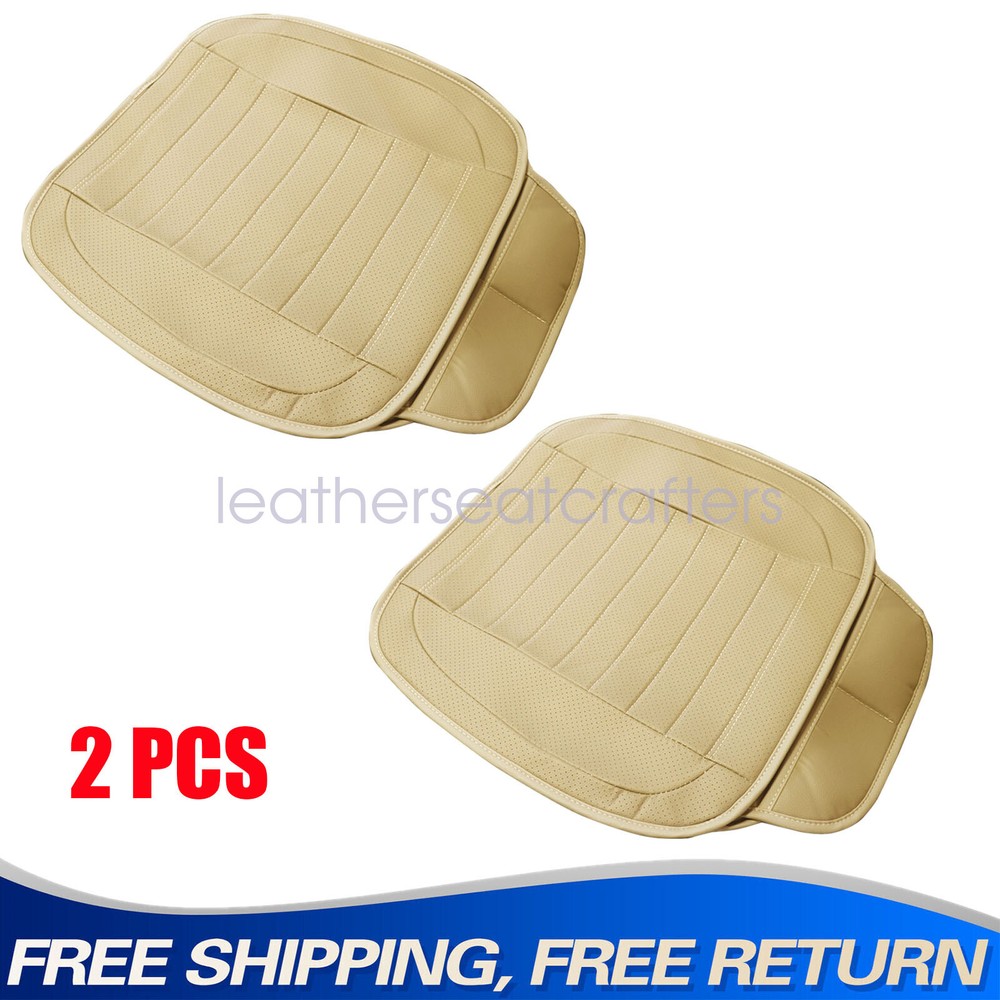 2 Pack Universal Car Seat Cushion Beige Fit For Front Driver & Passenger Seats