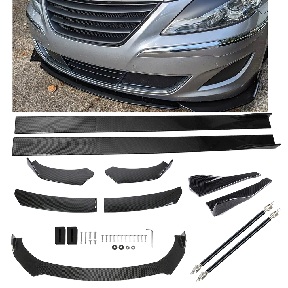 Front Lip Chin Bumper Body Kits Side Skirt For Genesis Sedan Carbon Fiber