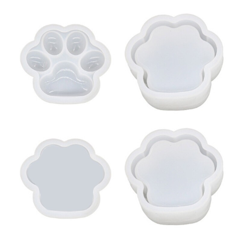 Jewelry Box Resin Mold Silicone,Cat-paw Epoxy Casting Mold for DIY Storage Box
