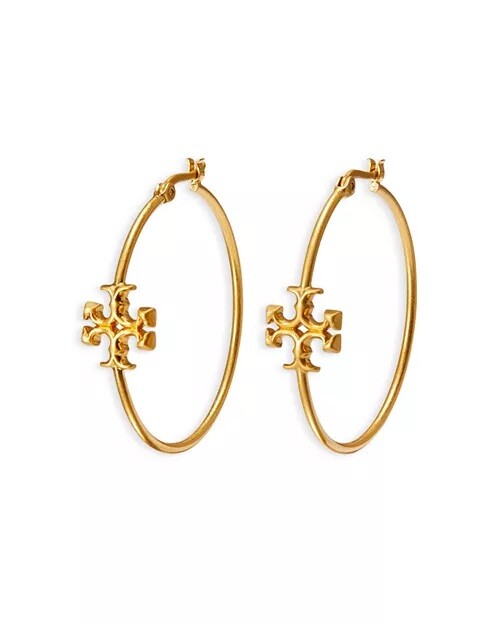 Tory Burch Kira Logo Hoop Earrings Classic Logo Lady Perfect Gift