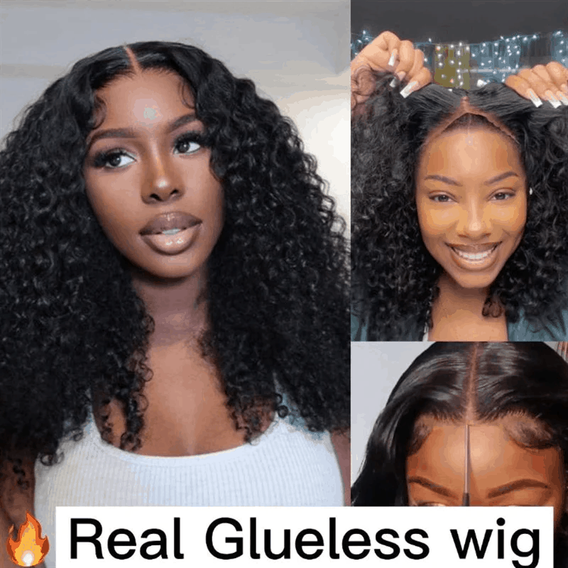 Kinky Curly HD Lace Front Wig Pre Cut Glueless Easy Wear Flash Sale-image