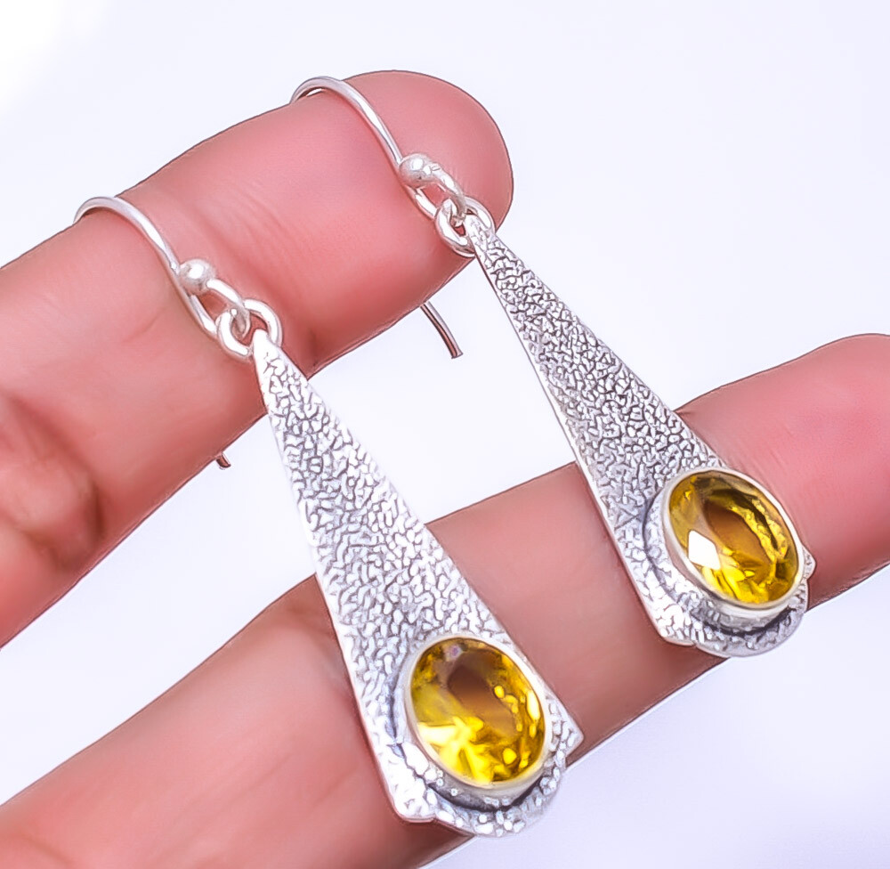 Citrine Designer 925 Sterling Silver Earring 2.07