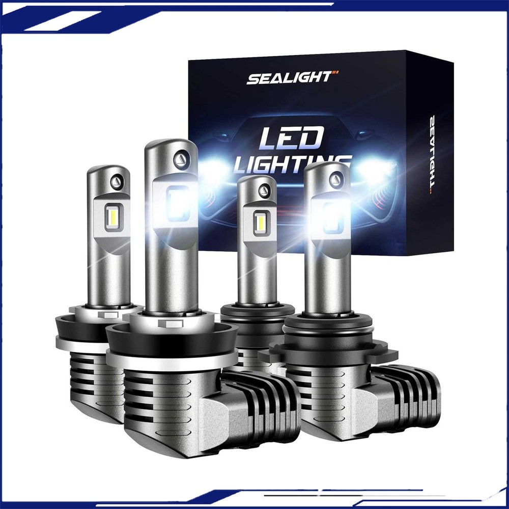 4PCS For 9005 H11 Combo LED Headlight High Low Beam Bulbs Kit White Bright Lamps