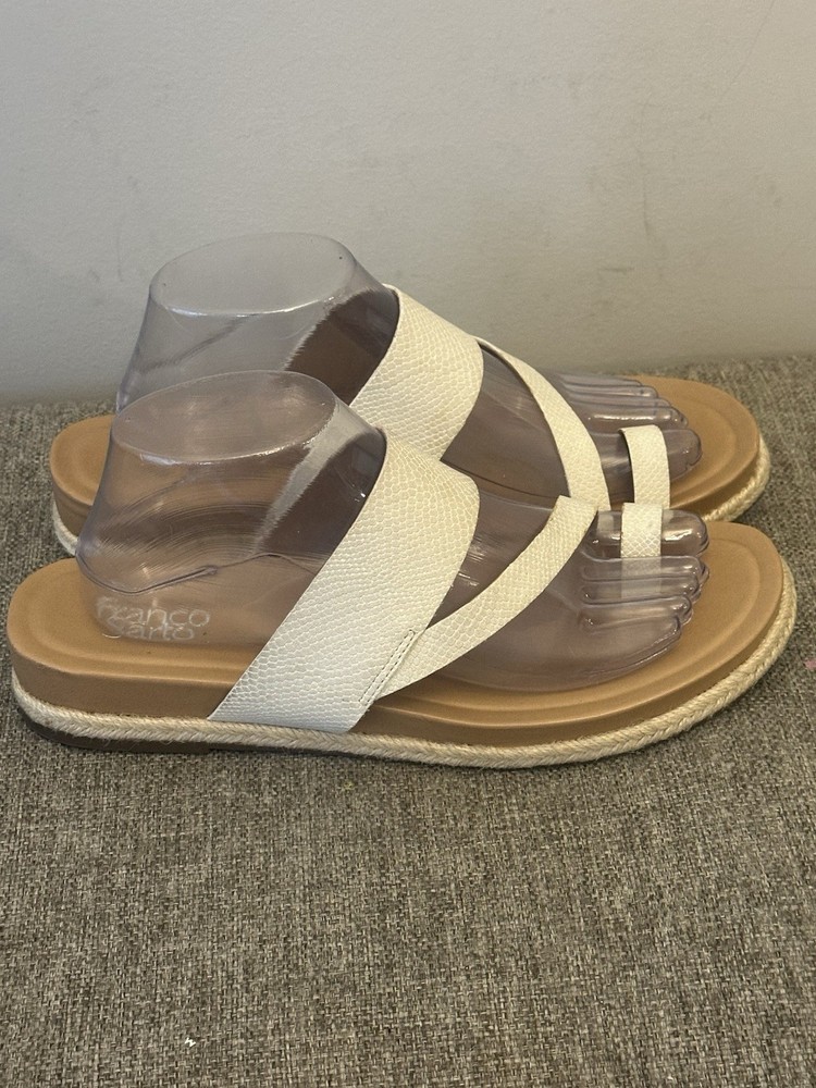 Franco Sarto Women’s White Leather Sandals Size 10