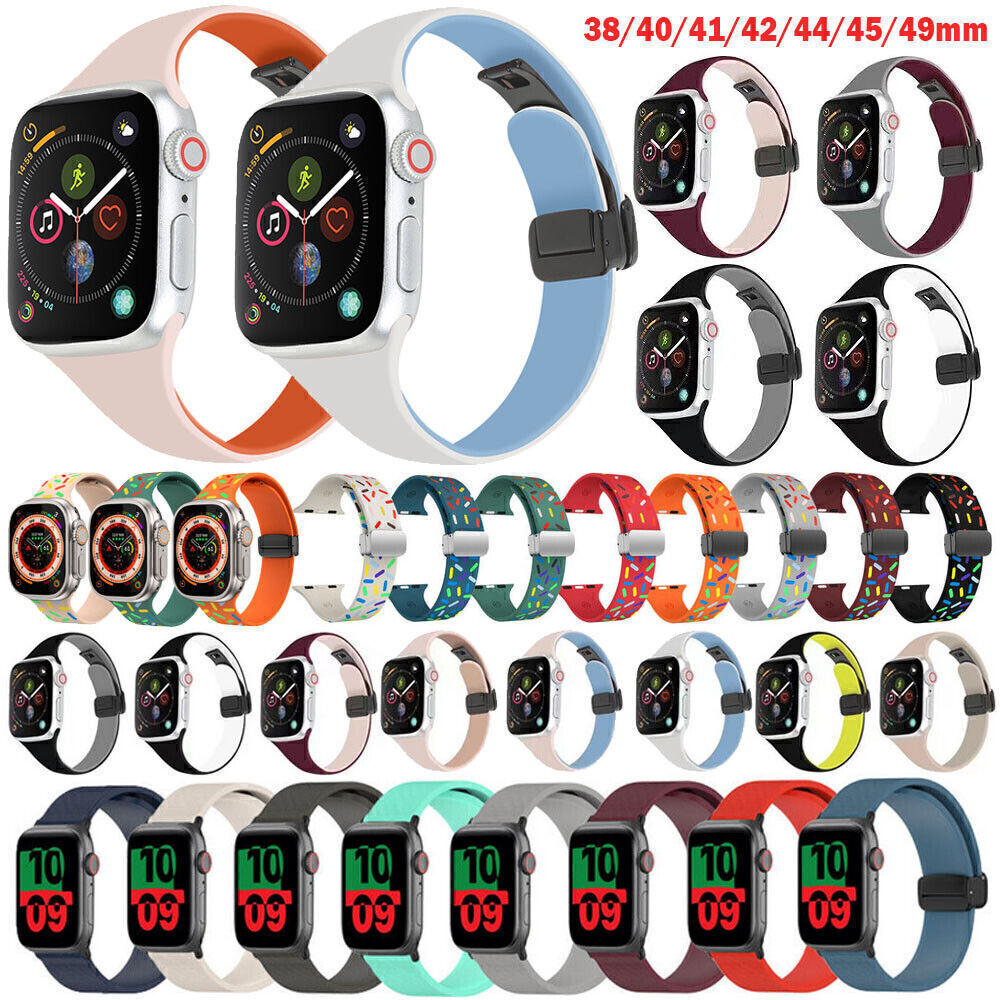 For Apple Watch Strap Silicone Magnetic Band Series 4 5 6 7 8 9 SE Ultra 2 49mm