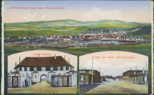 Ansichtskarte Münsingen und neues Barackenlager um 1900 (Nr.9334)