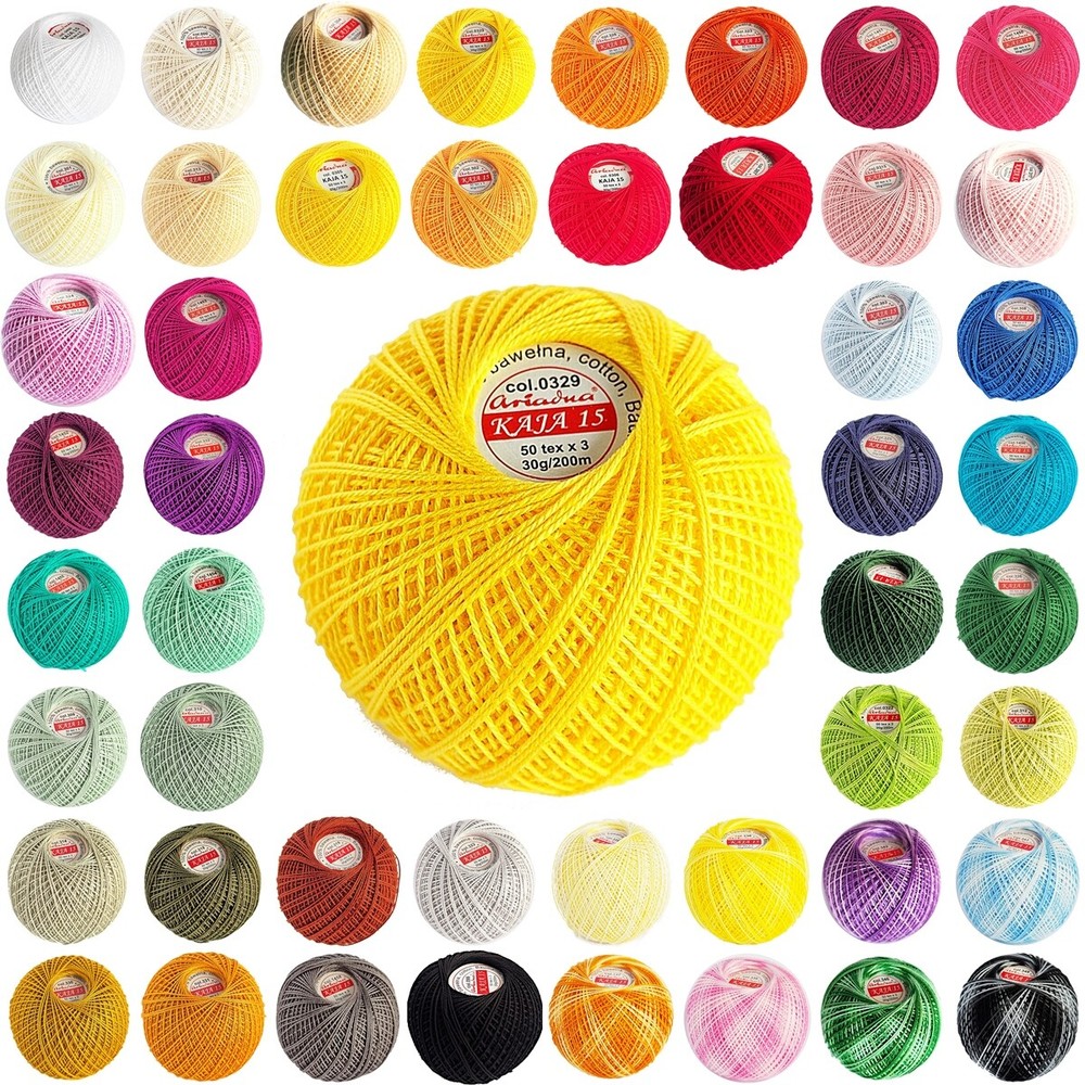 Double Mercerized Crochet Cotton Yarn 200m Size 15 Ball 30g Ariadna Kaja-image
