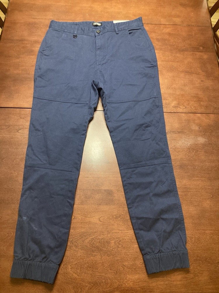 $89 Italy Morn NWT Navy Blue Pants Mens 34x31. Beige Reinforce Knee Relax Fit