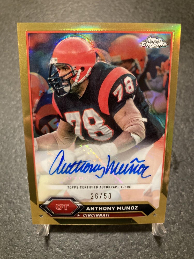Anthony Munoz Bengals 2024 Topps Chrome Composite GOLD REFRACTOR AUTO 26/50