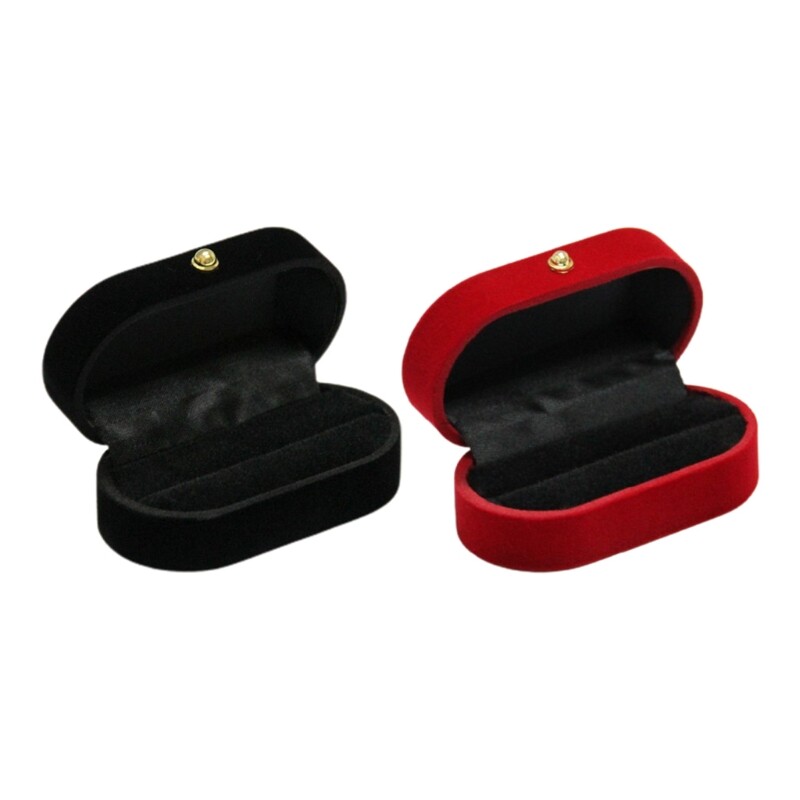 Portable Double Ring Box Velvet Jewelry Ring Box Proposal Engagement Bands for C