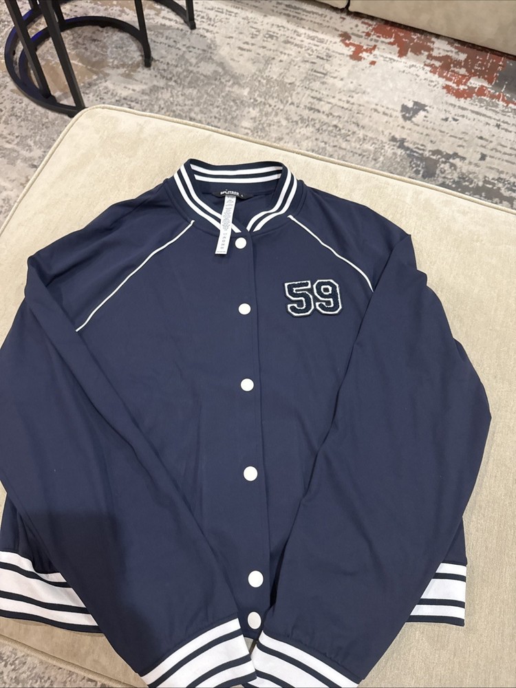 SPLITS 59 HAYES VARSITY RIGOR JACKET Large Navy Blue Authentic NWOT