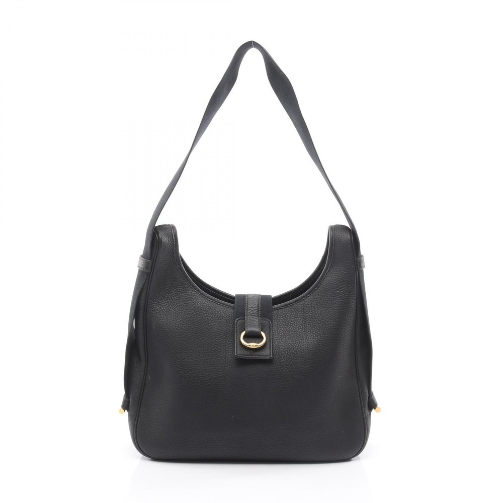 HERMES Saco Shoulder Bag Clemence leather Black Used Women GHW A