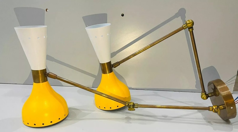 Vintage 1950s Italian Brass Diabolo Mid-Century Modern Wall Sconce Lamp