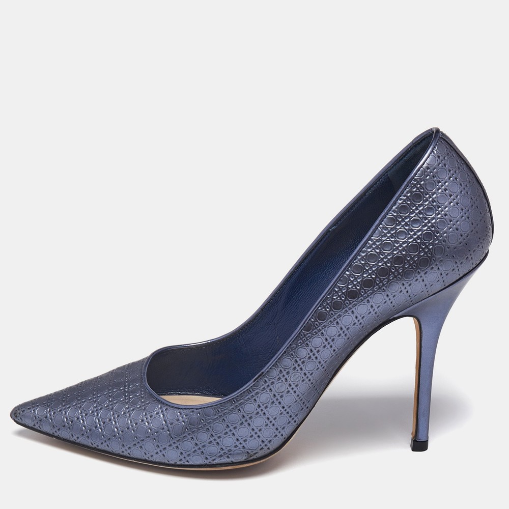 Dior Purple Metallic Leather Cherie Pointed Toe Pumps Size 38