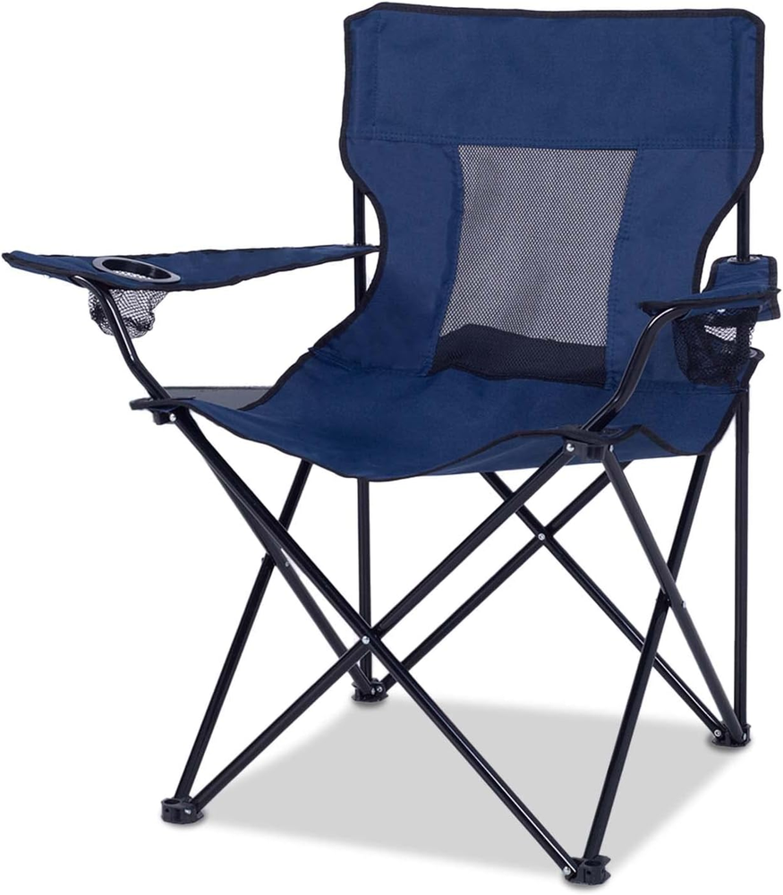 Camping Chair, Outdoor Portable Picnic Folding Fishing Chair with 2 Cup Holder f