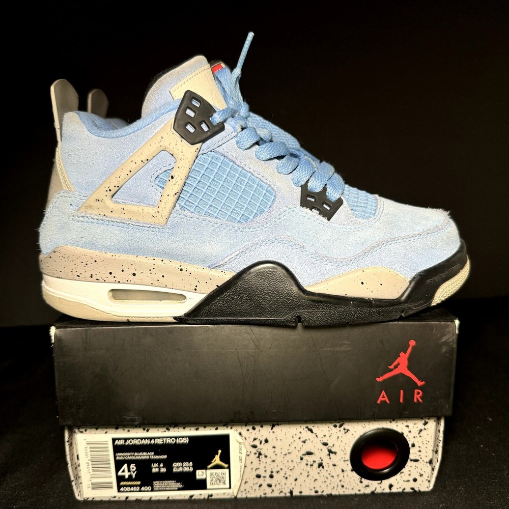 Size 4.5 - Nike Air Jordan 4 Retro GS University Blue Men's Shoes - Ships Now