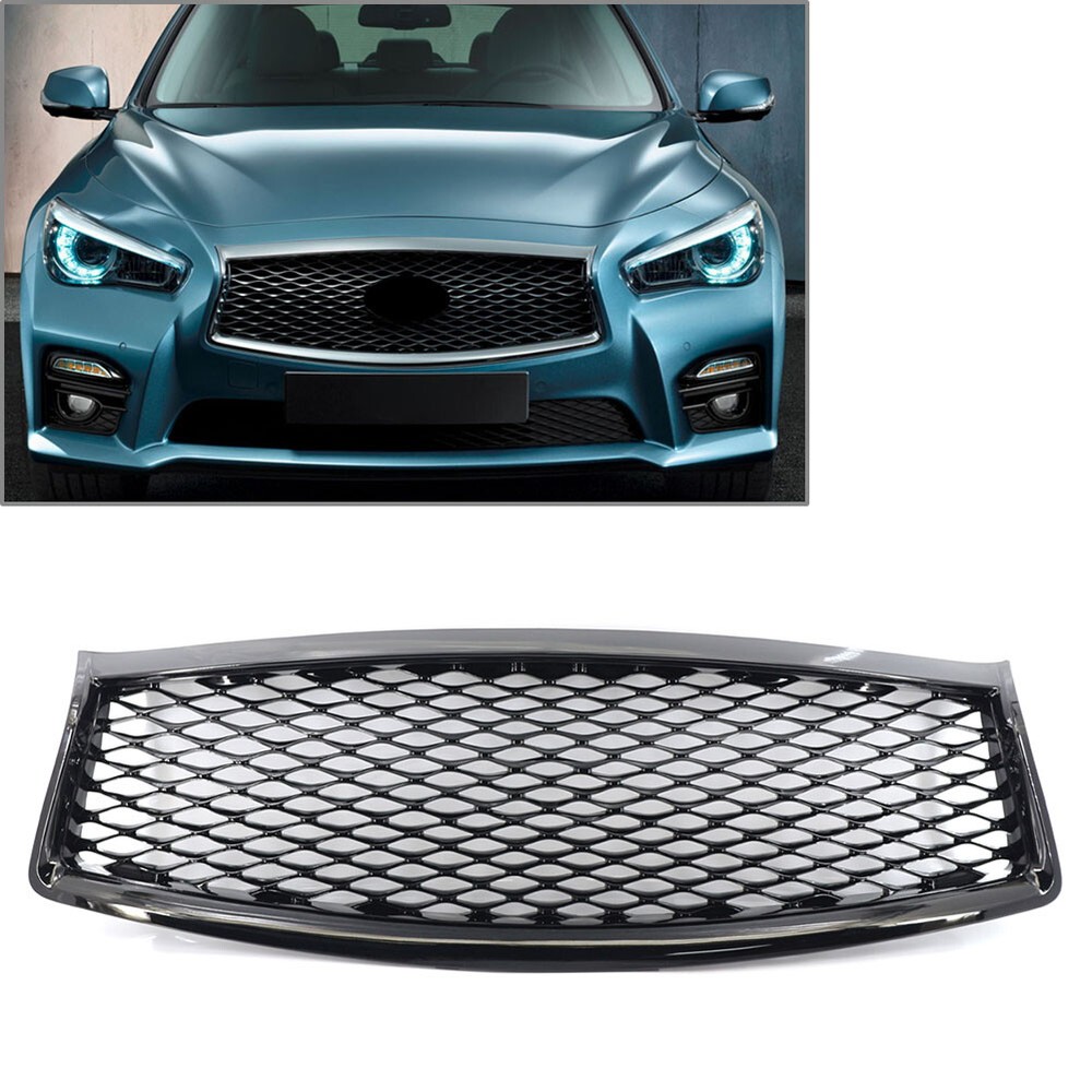 Honeycomb Front Bumper Upper Mesh Grille Grill For Infiniti Q50 Q50S 2014-17 14
