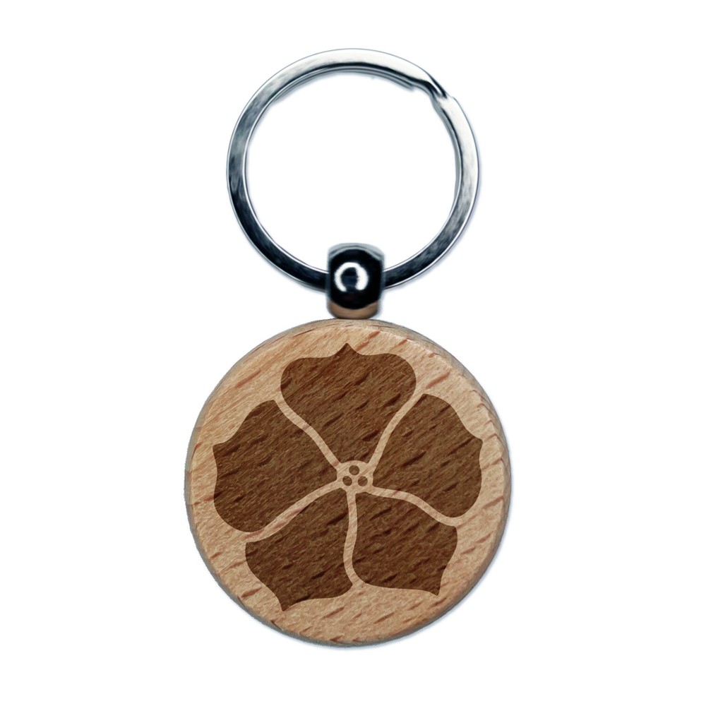 Petunia Flower Engraved Wooden Keychain Charm Tag  