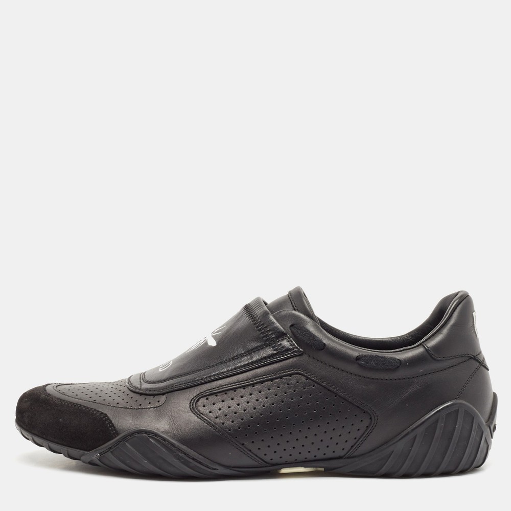 Dior D-Bee Low Top Sneakers in Black Leather & Suede Size 38.5