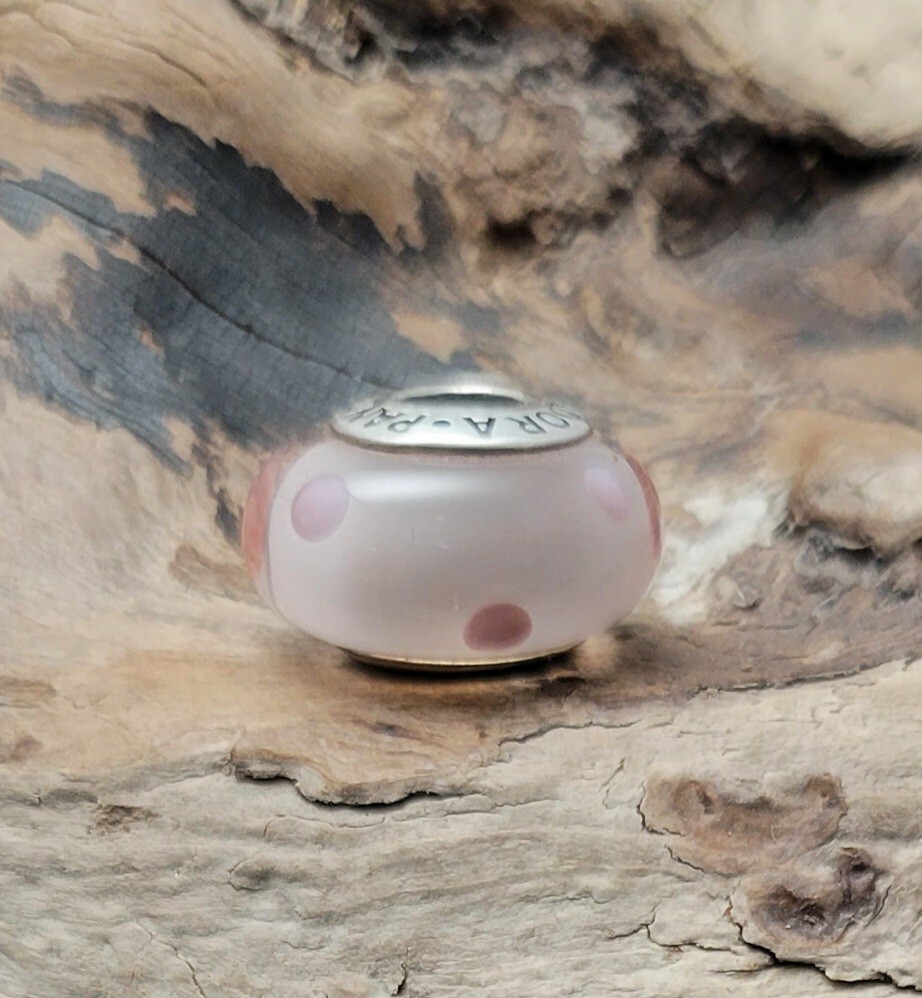 Authentic Pandora Murano Glass White Lavender Bubbles Charm 925 Sterling Silver ALE