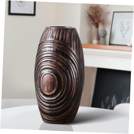 Modern Brown Resin Vase - 8.9 Inch Elegant Dining Table Decor