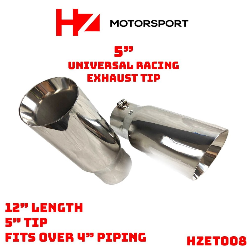 HZ Motorsport 5 Inch Slip On Universal Racing Exhaust Tip Fits Over 4 Inch Pipe