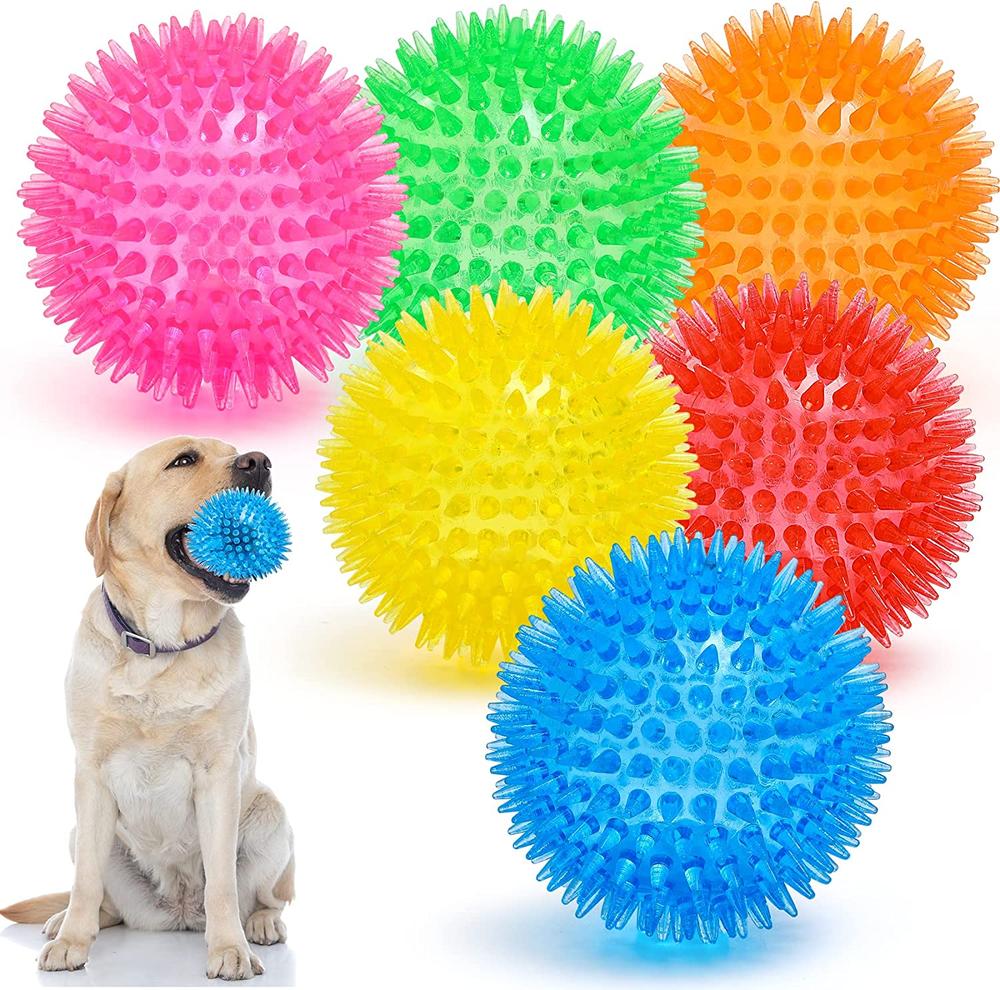 3.5” Squeaky Dog Toy Balls (6 Colors) Puppy Chew Toys for Teething, BPA Free Non