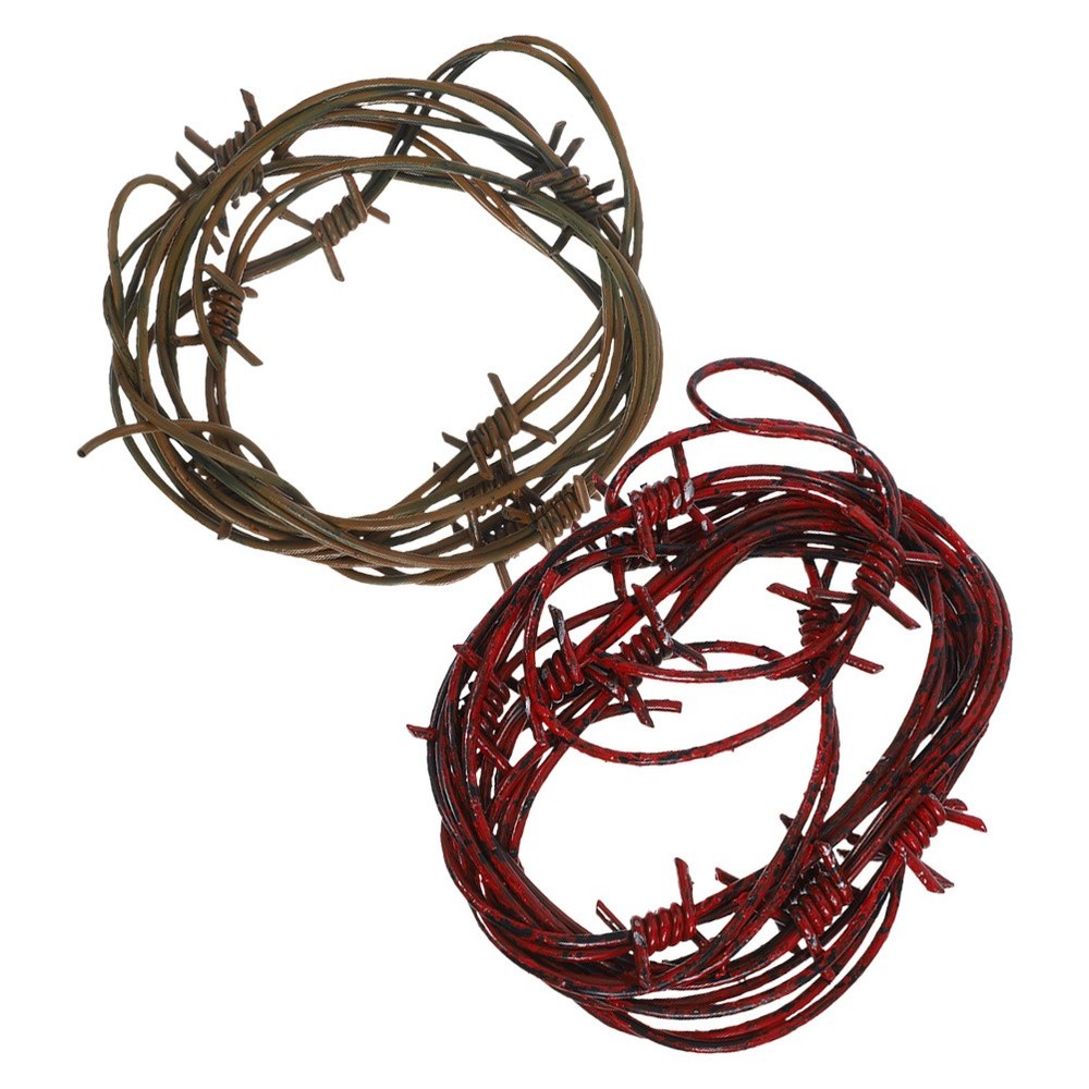 2 Pcs Barbed Wire Garland Fake Rusty Simulation Haunted House Wires