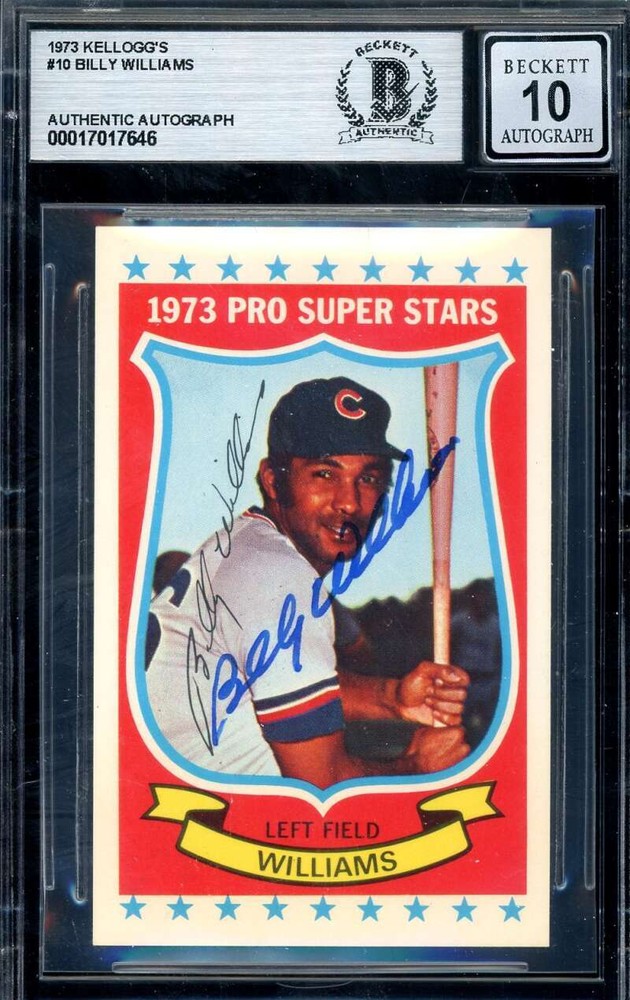 Billy Williams Gem Mint 10 Beckett BAS Signed 1973 Kellog's Autograph