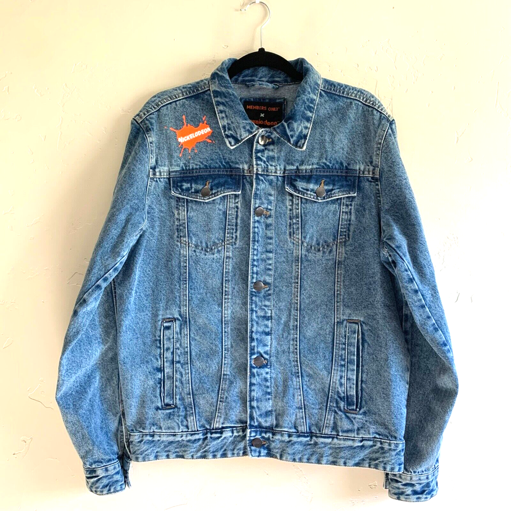 Members Only x Nickelodeon blue denim jacket 90's Rugrats Hey Arnold size L-image