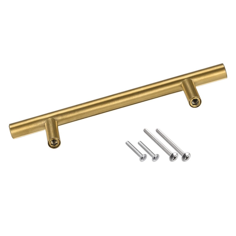 T Bar Pull Handle 6.3''Hole Center Distance, 0.47''Dia 5Pcs, Stainless Silver