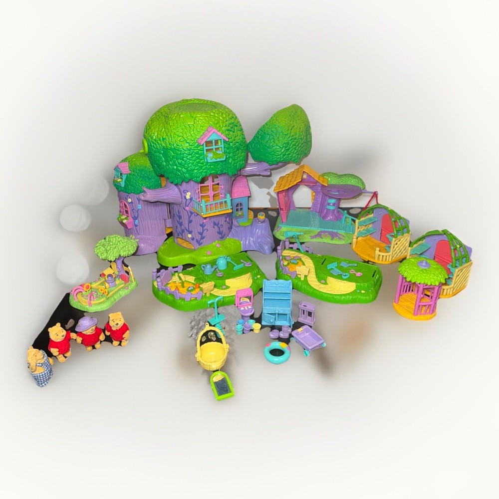 Vintage Disney Winnie Pooh Delightful Days Treehouse  Garden Play Set Lot Of 40+