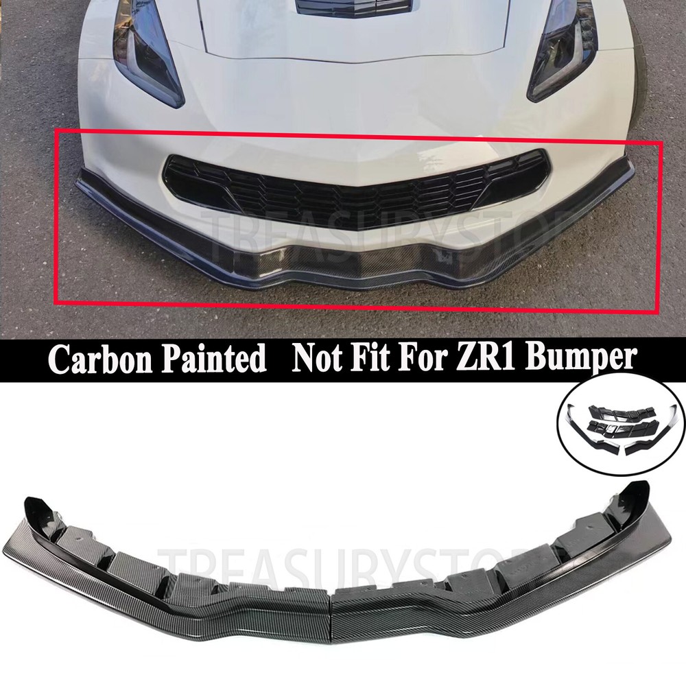 For Corvette C7 Z06 Stingray GS 14-2019 V2 Carbon Look Front Bumper Lip Splitter