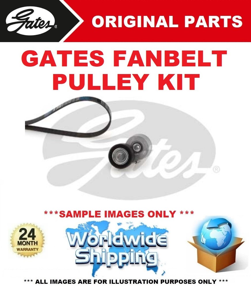 GATES Fan Belt Pulley Kit for Citroen C4 Coupe 2.0 HDi 2004-2010 Models