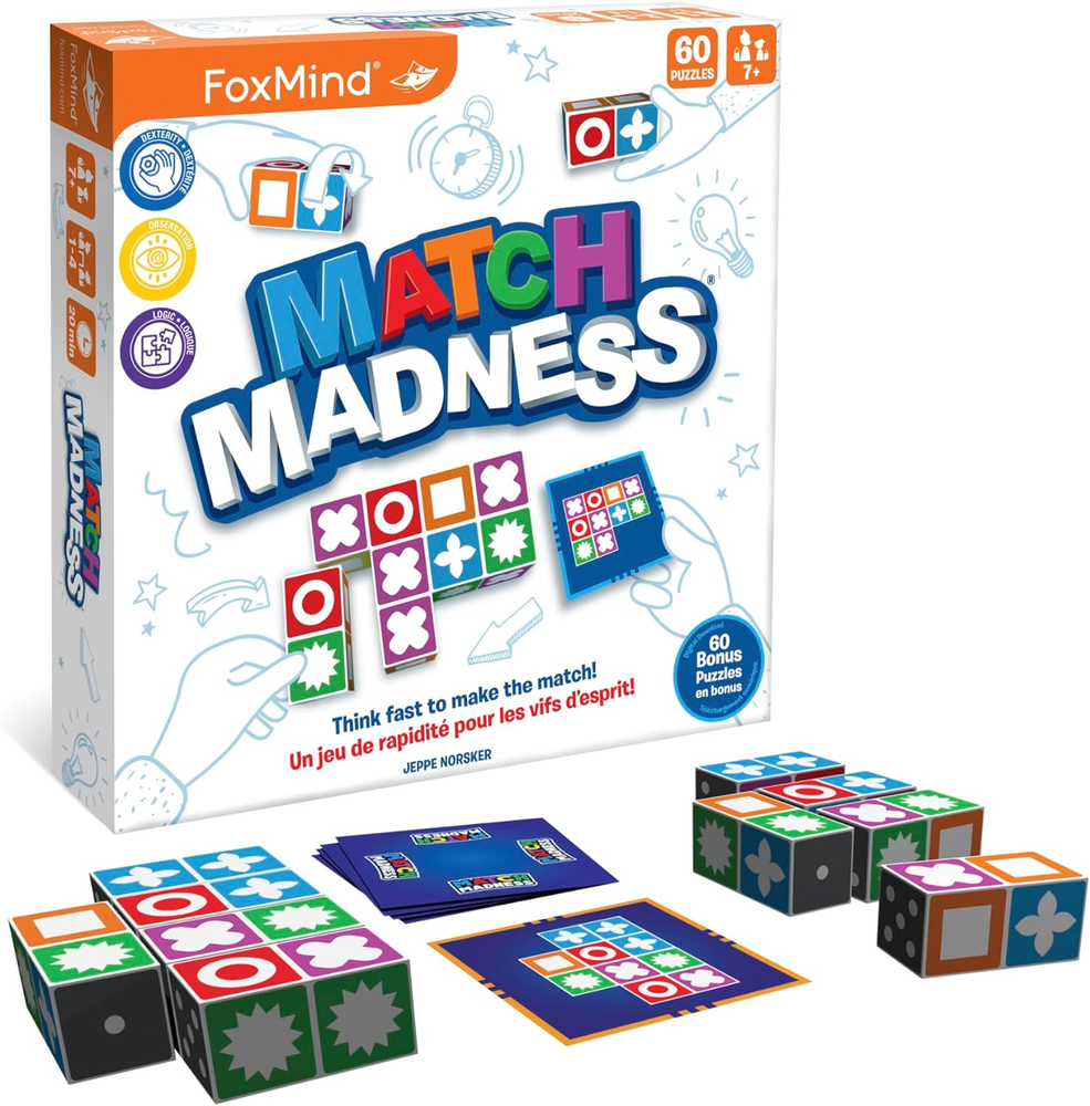Foxmind Match Madness Board Game - Dual Mode Visual Problem-Solving Fun