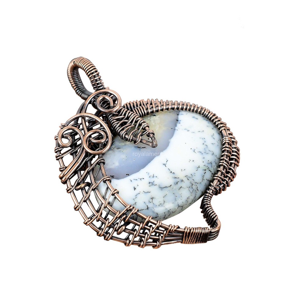 Mothers Day Sale Handcrafted Boho Dendrite Opal Copper Pendant-image