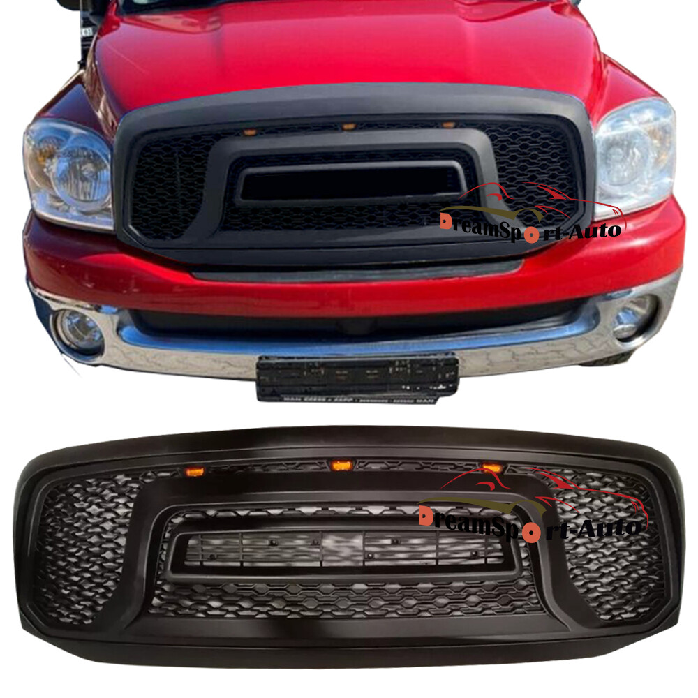 Grille Front Grill For Dodge Ram 1500 2006-2008 Mesh Upgrade  W/Letter & LED