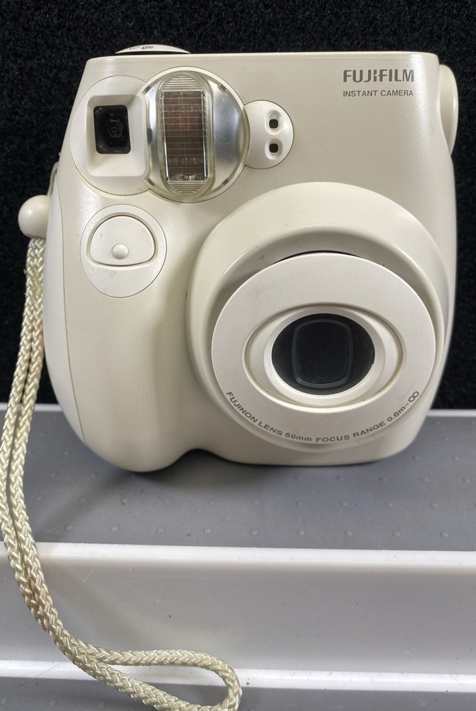 Fujifilm Instax Mini 7S White Instant Camera with Wrist Strap Tested & Working