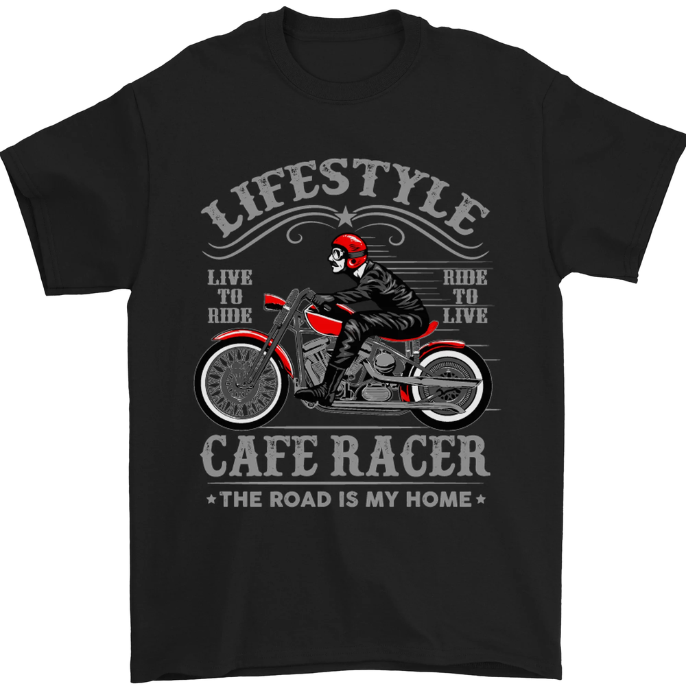 Lifestyle Cafe Racer Biker Motorcycle Mens T-Shirt 100% Cotton