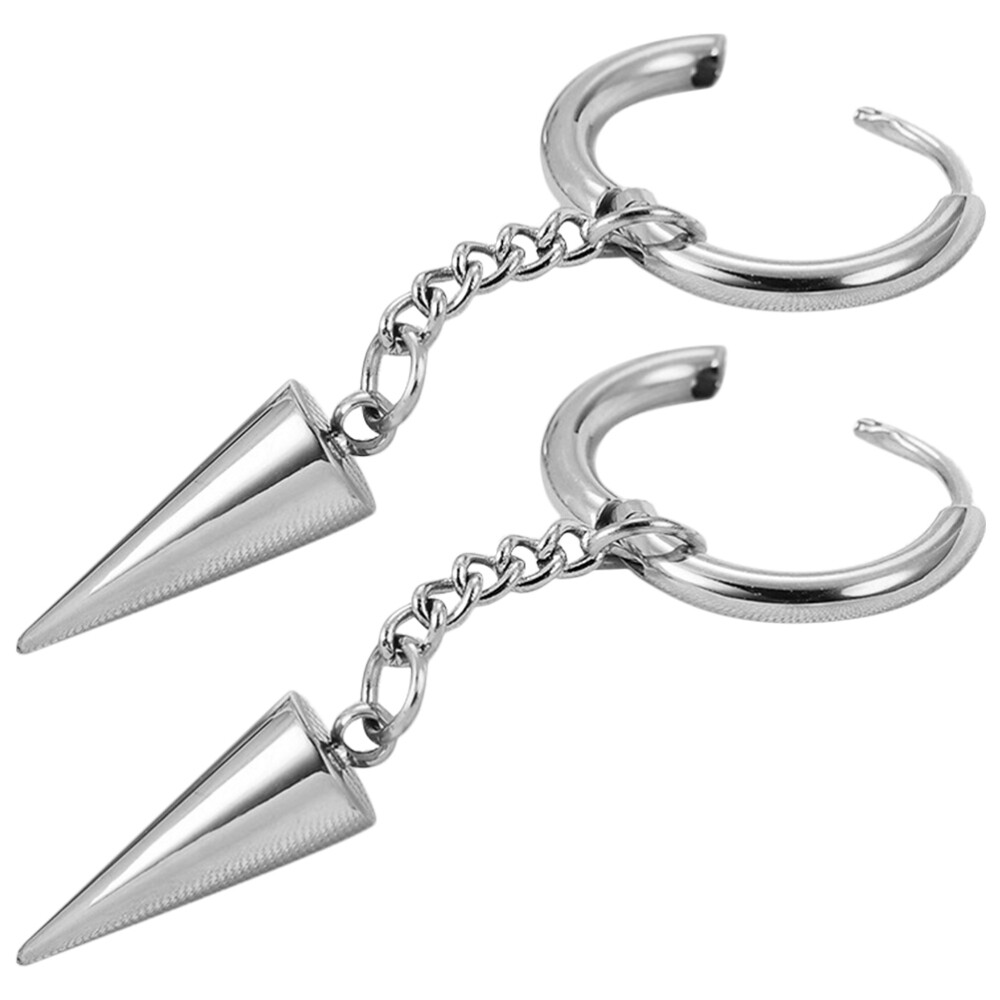 Merch Rivet Triangular Pyramid Titanium Steel Pendant Earrings (steel Color)
