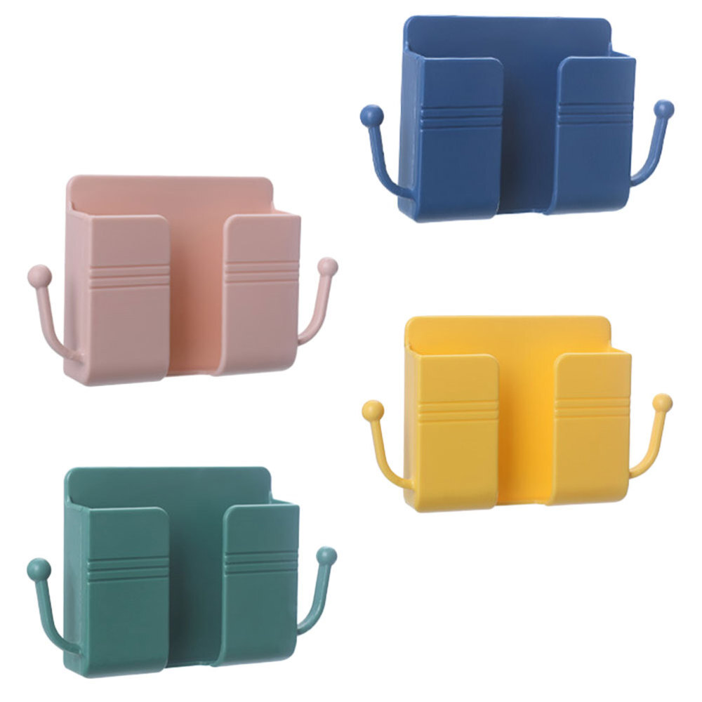 4 Pcs Wall Mounted Mobile Stand Remote Control Storage Box Office