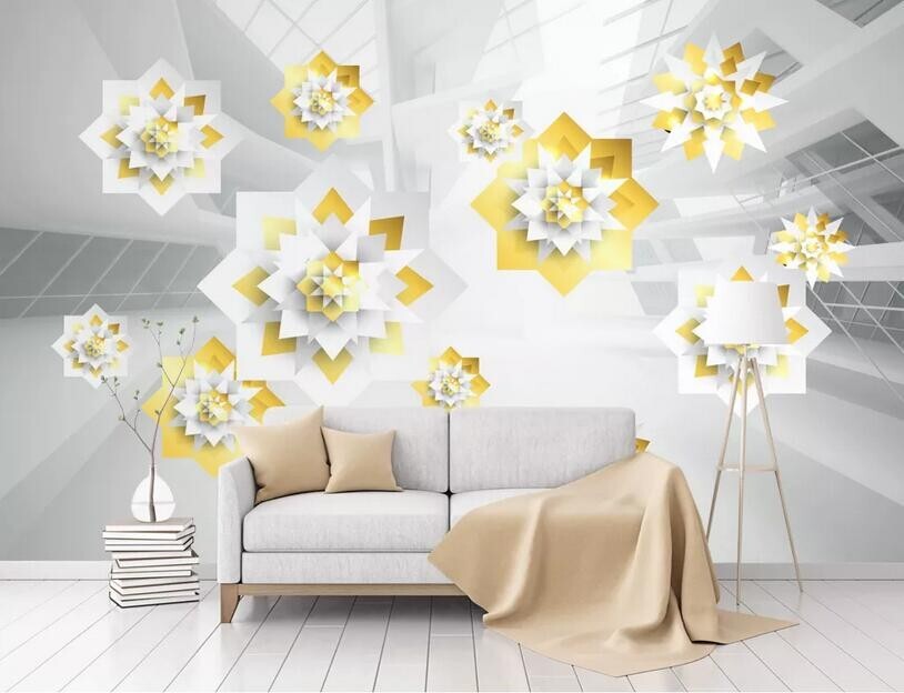 3D Yellow Petals ZHUA41672 Wallpaper Wall Murals Removable Self-adhesive Ann