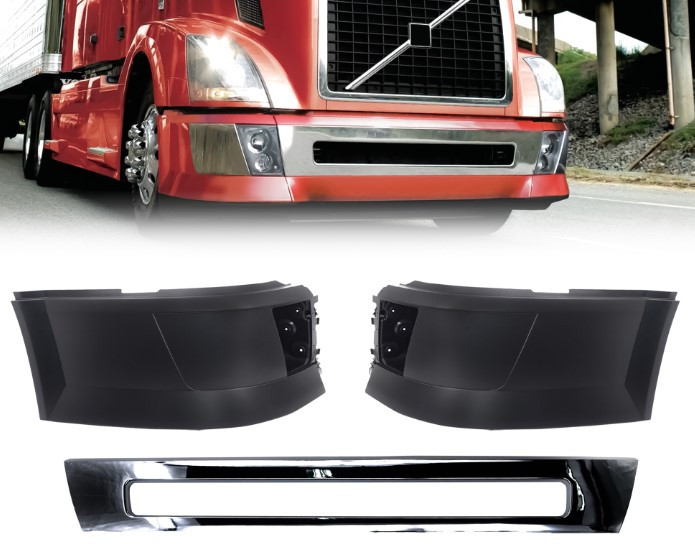 Volvo VNL 2004-2015 Corner Bumper Set with Fog Light Cutouts