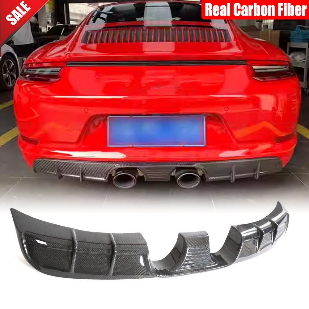 Porsche 911 991 Carrera GTS 2016-2018 Real Carbon Fiber Rear Bumper Diffuser Lip Kit