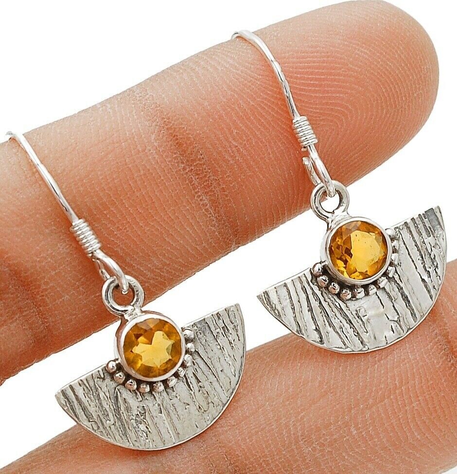 Natural Citrine 925 Sterling Silver Earrings 1 1/4