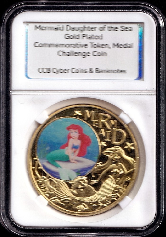 Ariel The Little Mermaid Gold Plated Commemorative Token Medal